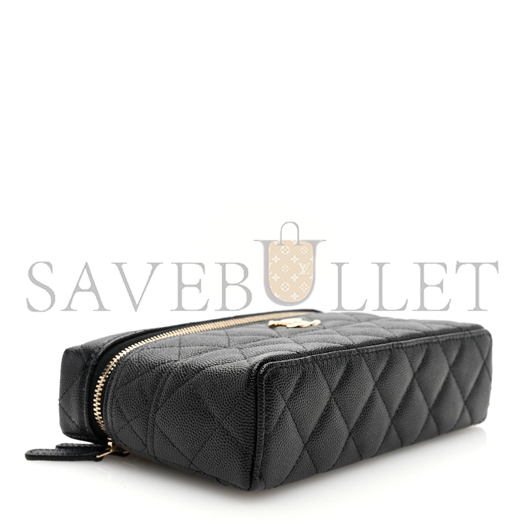 Ch*el caviar quilted long cc vanity clutch with chain black (19.5*17*5cm)